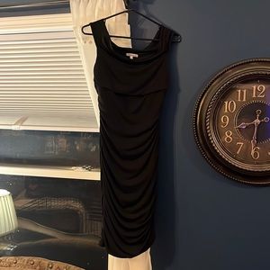 Black ruched cocktail dress